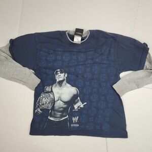 WWE John Cena youth medium Navy Blue Long Sleeve Graphic Shirt Wrestling rapper